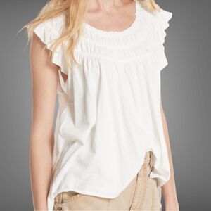 Free People White Ruffle Top Small